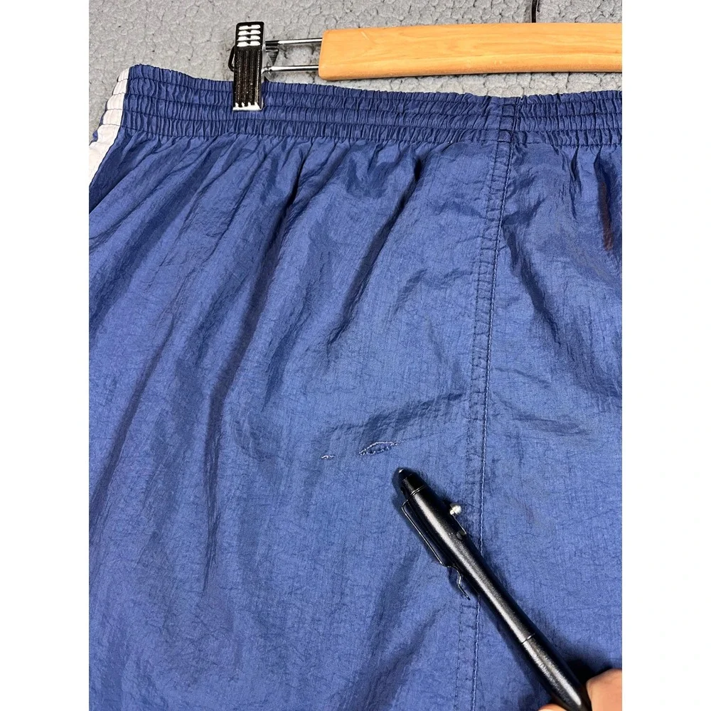 Adidas Vintage Mens Nylon Track Pants XL Blue White Stripe Windbreaker Joggers - Picture 8 of 16